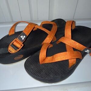 Chaco Vibrant Orange and Black Sandals
